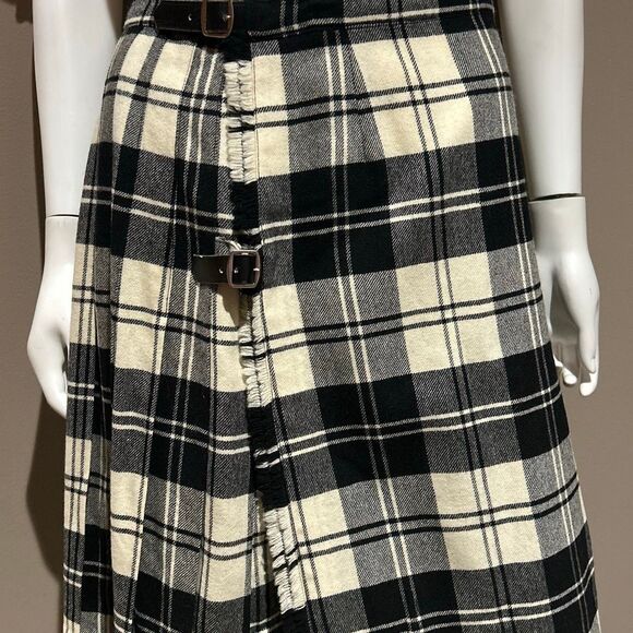Vintage Kinloch Anderson Plaid Maxi Kilt Skirt Black and Ivory Plaid. - Picture 3 of 10